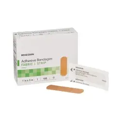Adhesive Strip McKesson 1 X 3 Inch Plastic Rectangle Tan Sterile Box