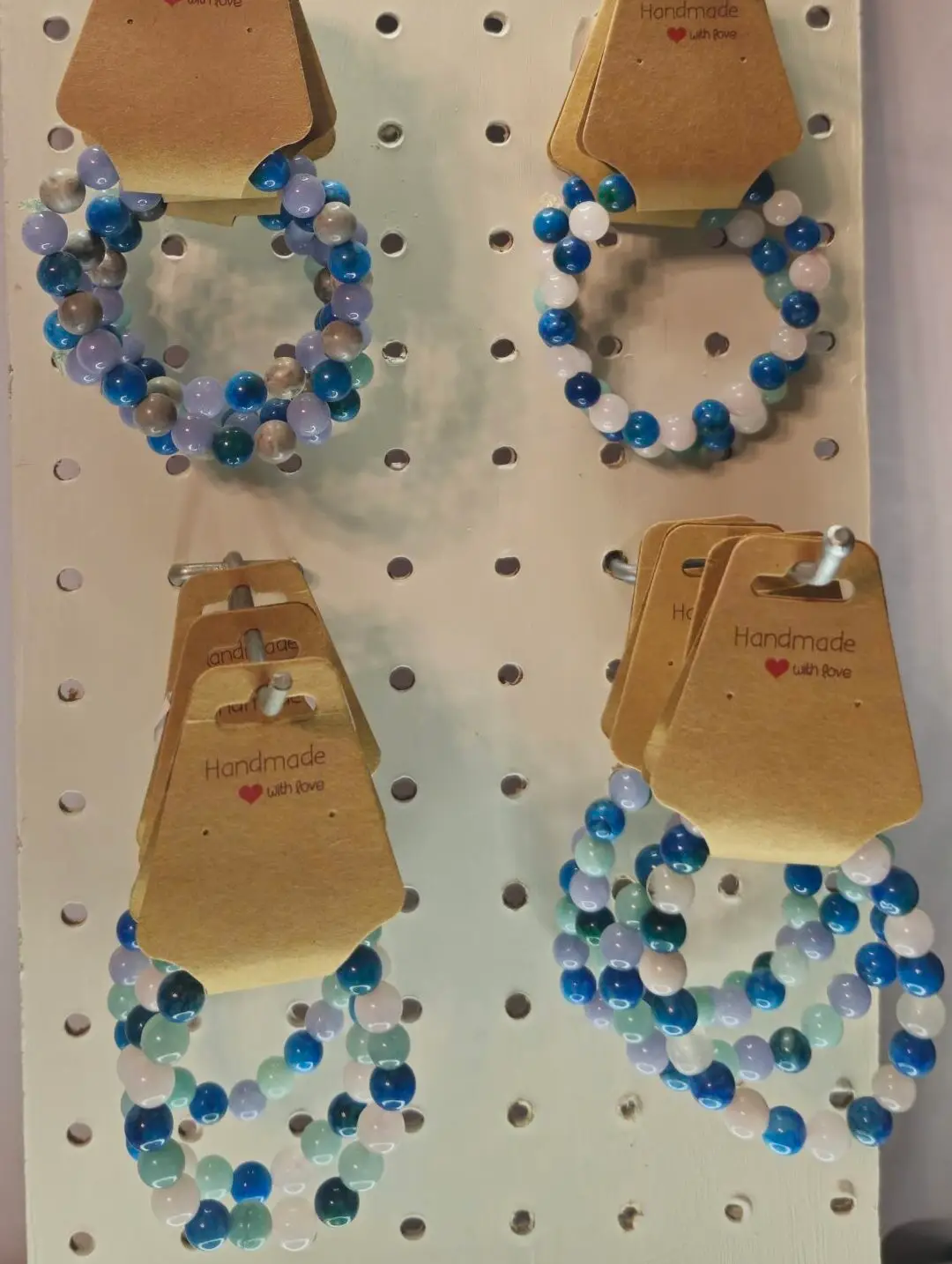 Natural Healing Crystal Bracelet - Blue Apatite, Pink Quartz & Blue Lace Agate - Handmade Spiritual Energy Jewelry