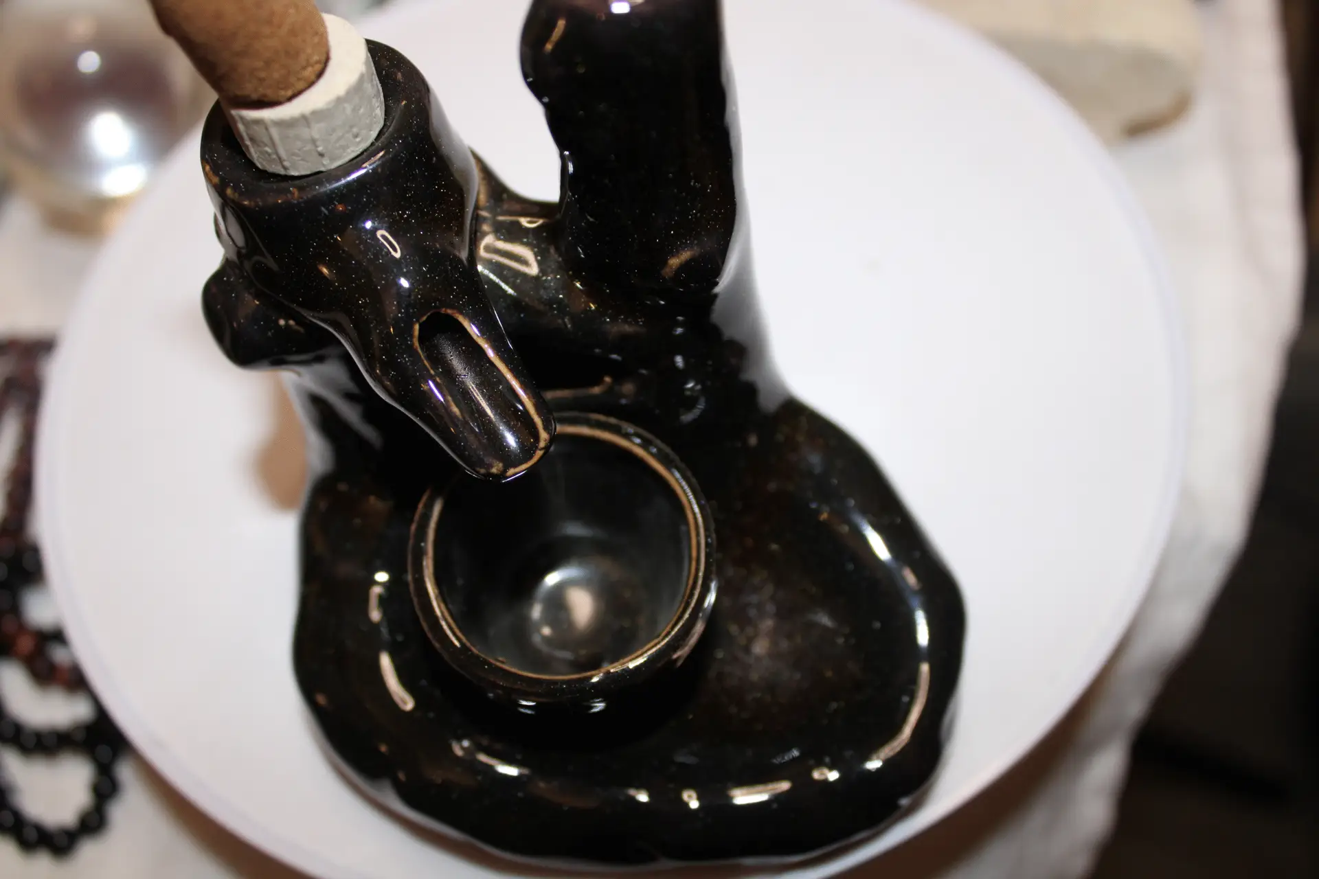 Zen Cascade Defying Gravity Backflow Fountain - Natural Stone-Finish Ceramic Meditation Water Bowl - Image 10