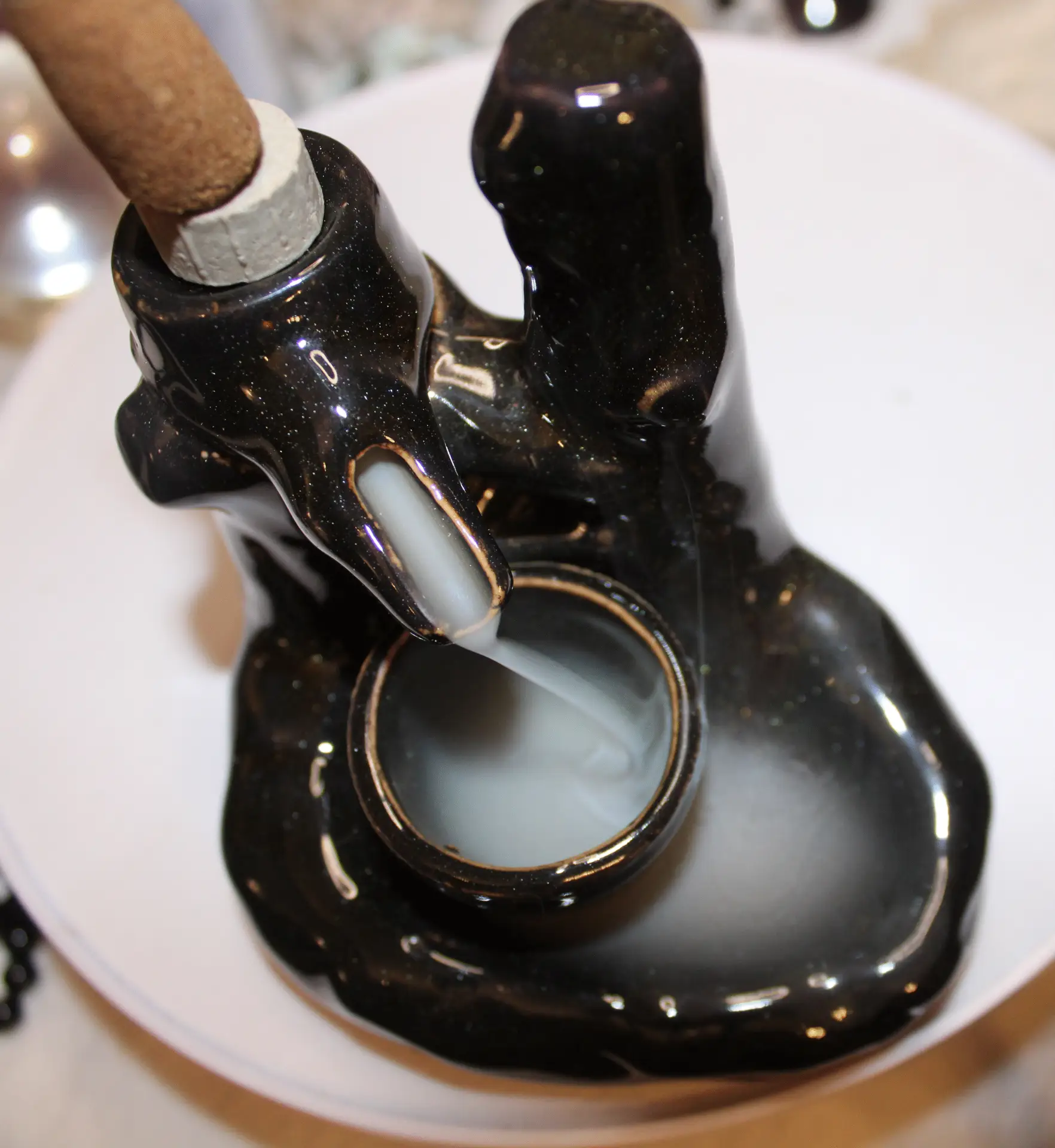 Zen Cascade Defying Gravity Backflow Fountain - Natural Stone-Finish Ceramic Meditation Water Bowl - Image 12