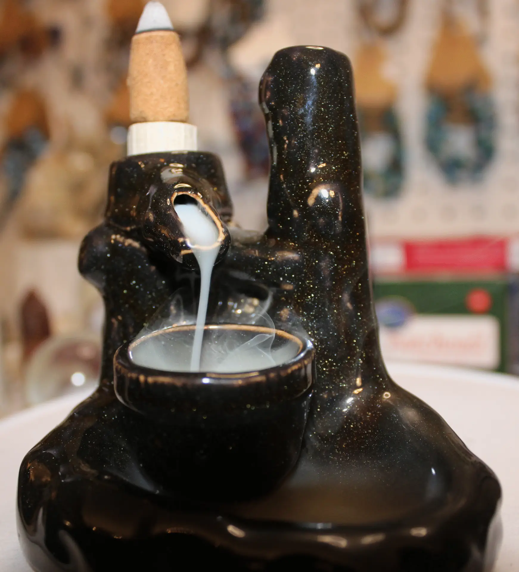 Zen Cascade Defying Gravity Backflow Fountain - Natural Stone-Finish Ceramic Meditation Water Bowl - Image 9