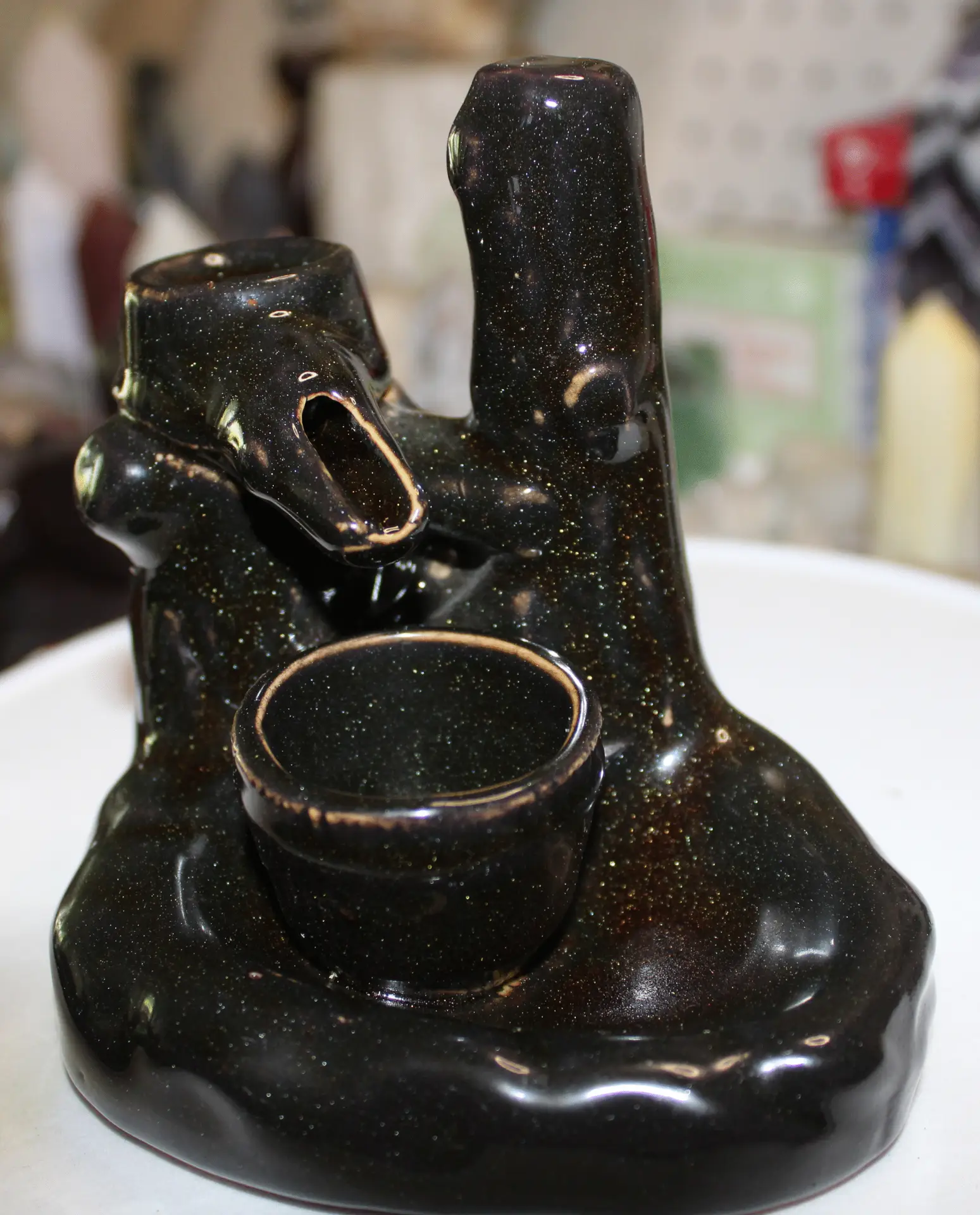 Zen Cascade Defying Gravity Backflow Fountain - Natural Stone-Finish Ceramic Meditation Water Bowl - Image 7