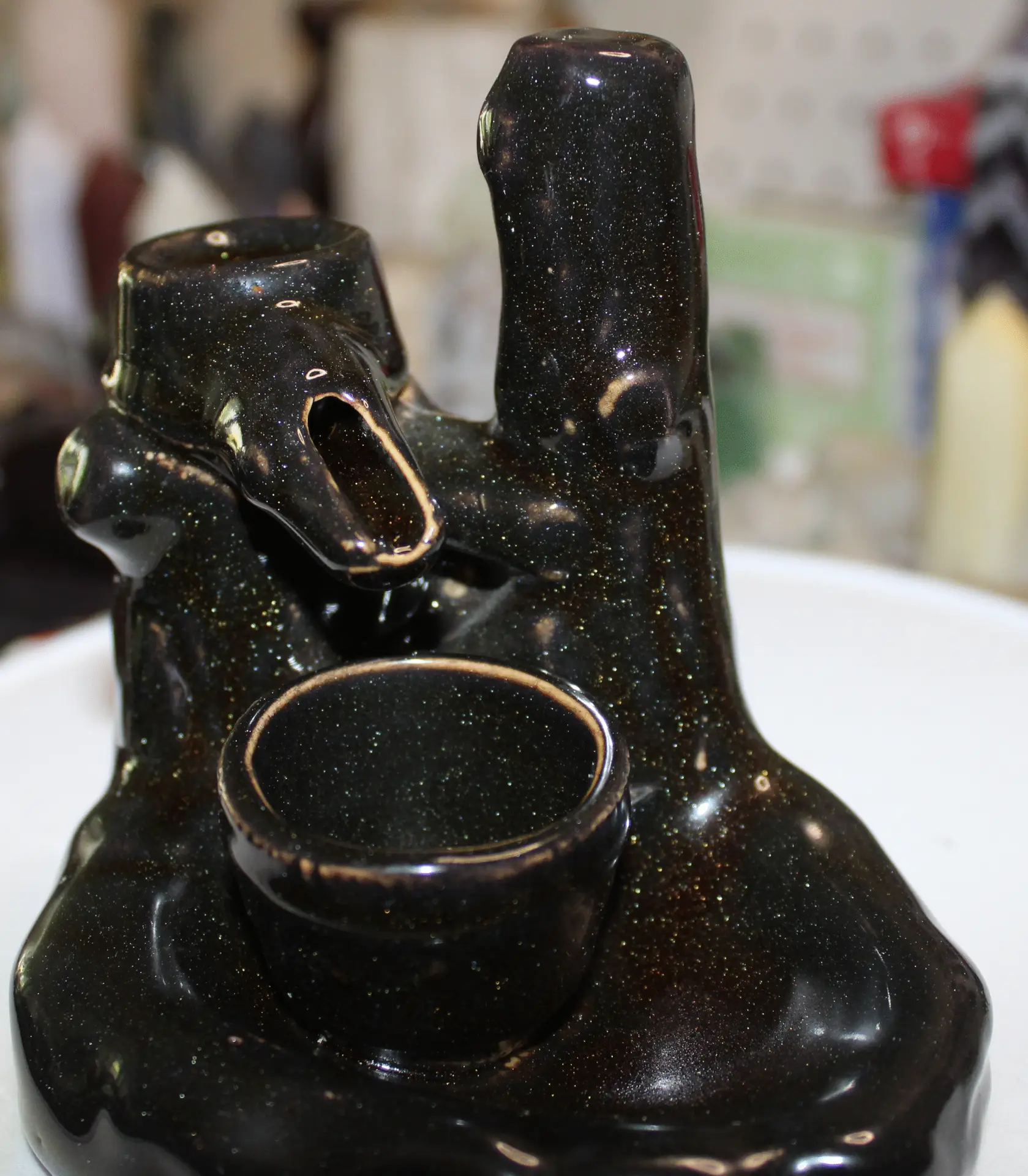 Zen Cascade Defying Gravity Backflow Fountain - Natural Stone-Finish Ceramic Meditation Water Bowl - Image 6