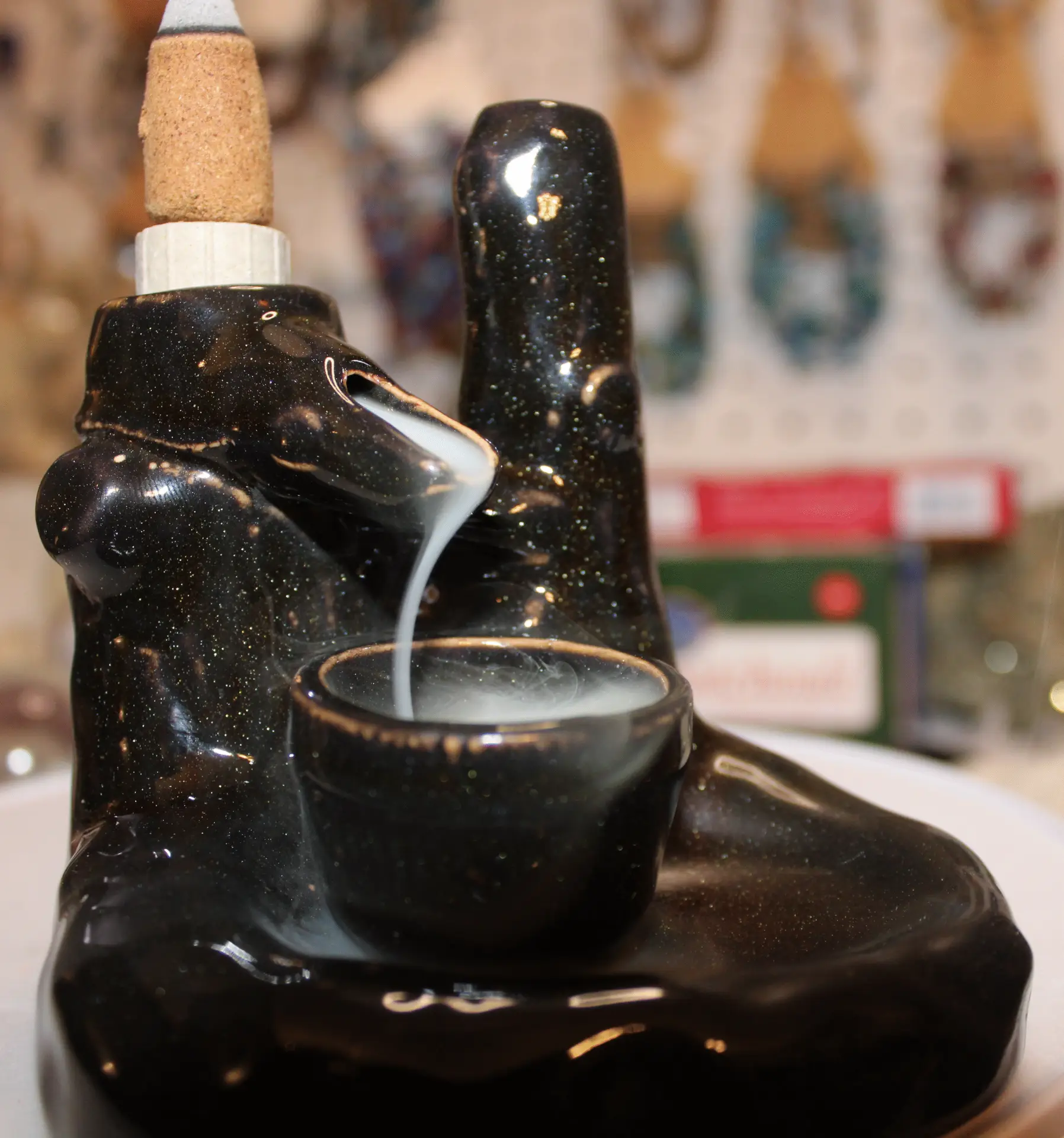 Zen Cascade Defying Gravity Backflow Fountain - Natural Stone-Finish Ceramic Meditation Water Bowl - Image 5