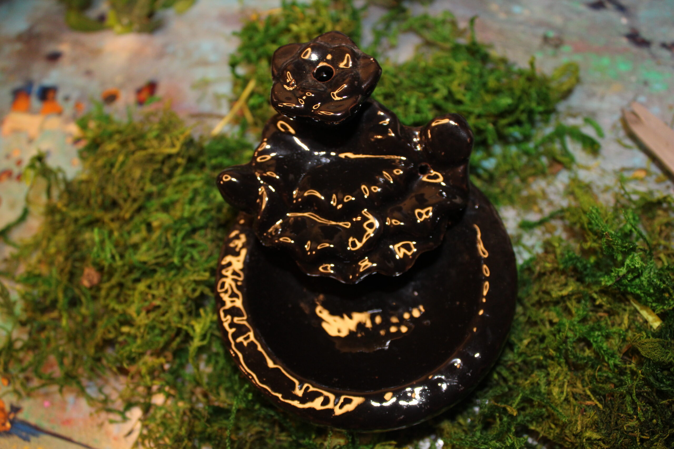 Serene Cascade Brown Ceramic Backflow Fountain