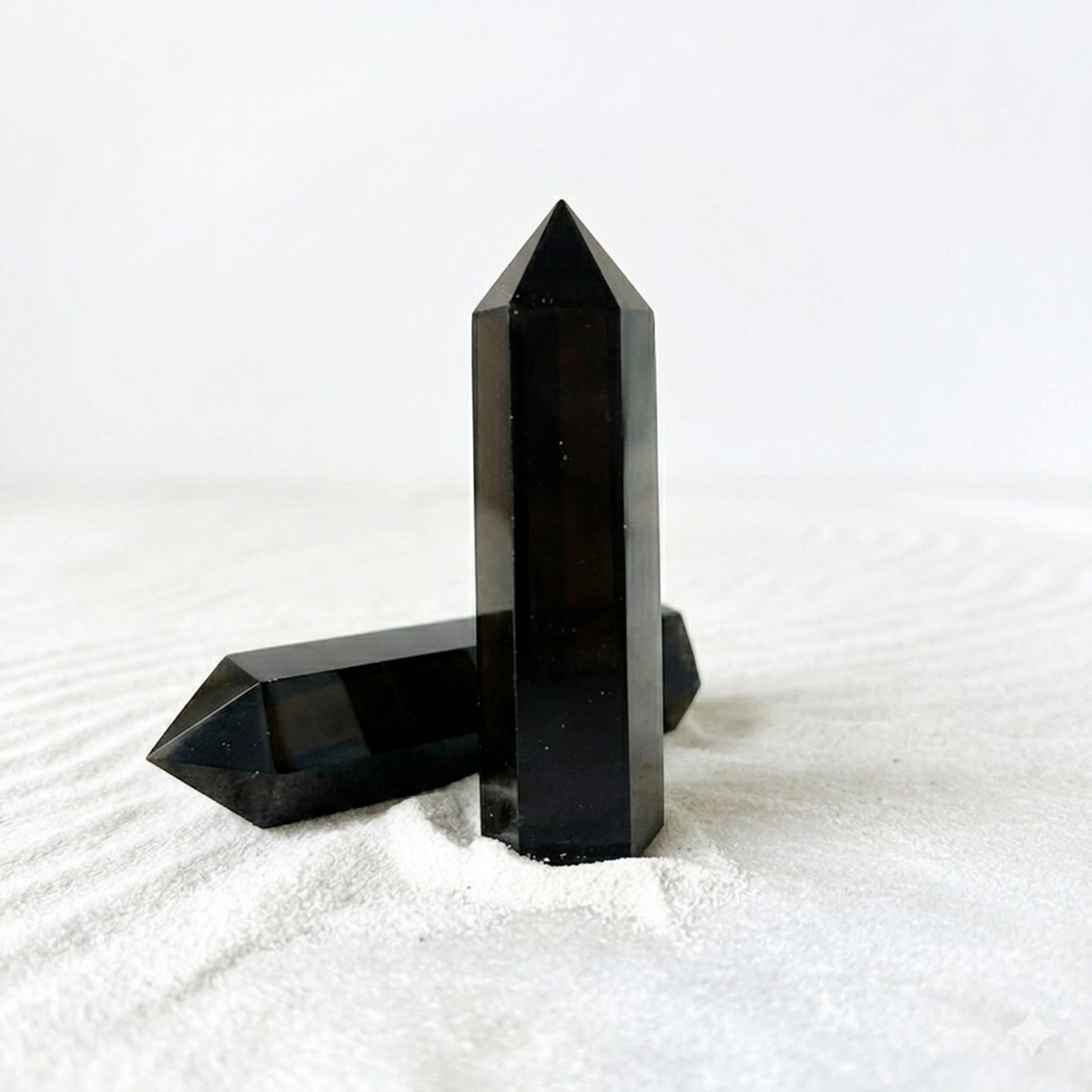 Midnight Shield Black Obsidian Tower – Protective Energy Crystal Point