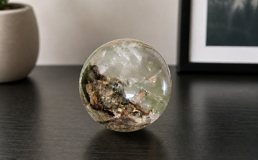 Natural Phantom Quartz Sphere