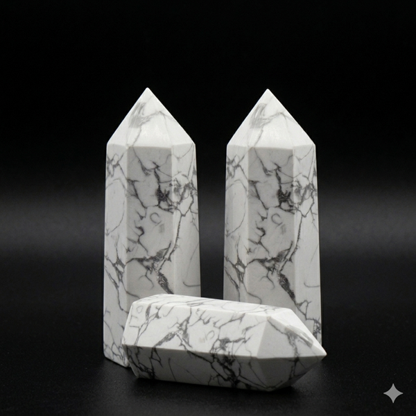 Natural Howlite Crystal Tower for Calm & Focus - Image 3