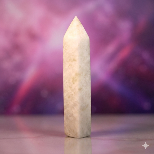Serenity Glow Mangano Calcite Tower – Heart Healing Crystal Point