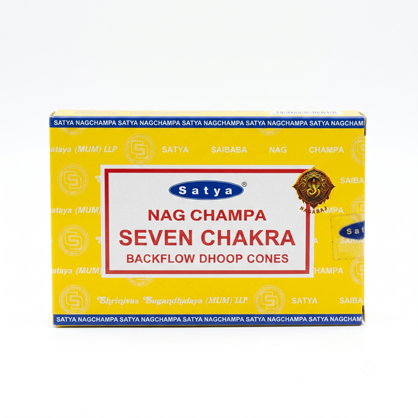 Satya Seven Chakra Backflow Dhoop Cones – Natural Incense for Chakra Balancing, Meditation & Relaxation (10 Cones)