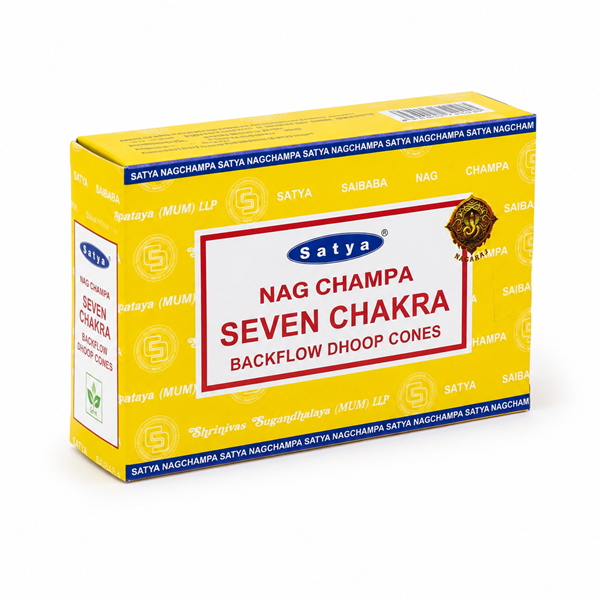 Satya Seven Chakra Backflow Dhoop Cones – Natural Incense for Chakra Balancing, Meditation & Relaxation (10 Cones) - Image 4