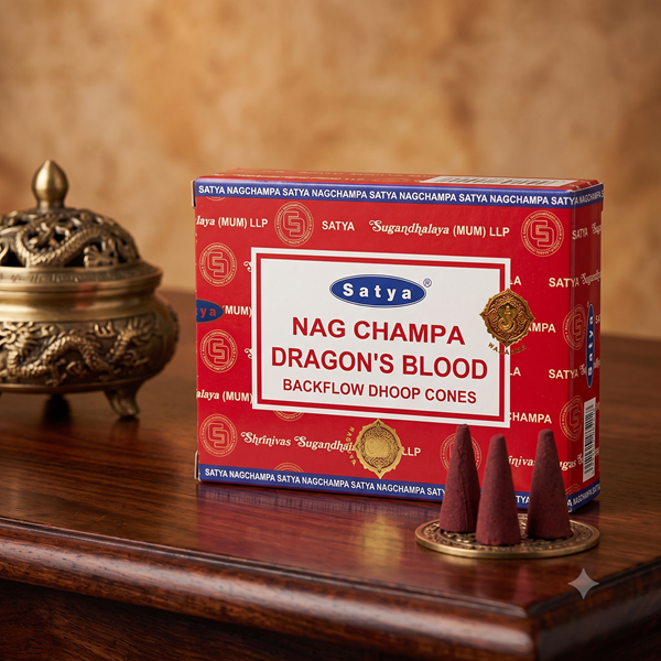 Satya Dragon's Blood Backflow Dhoop Cones incense box
