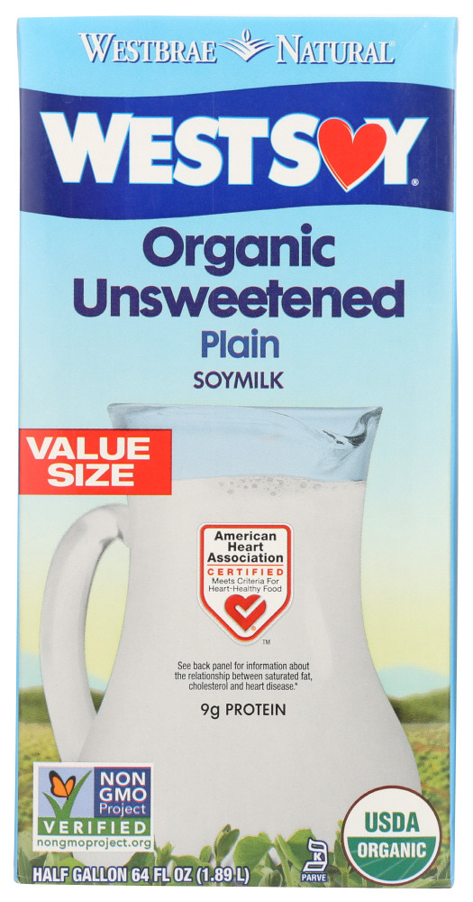Westsoy Unsweetened Original Organic Soymilk (8x64 Oz)