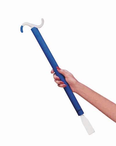 DressEZ 24-inch dressing stick with shoehorn, S-hook, and foam handle