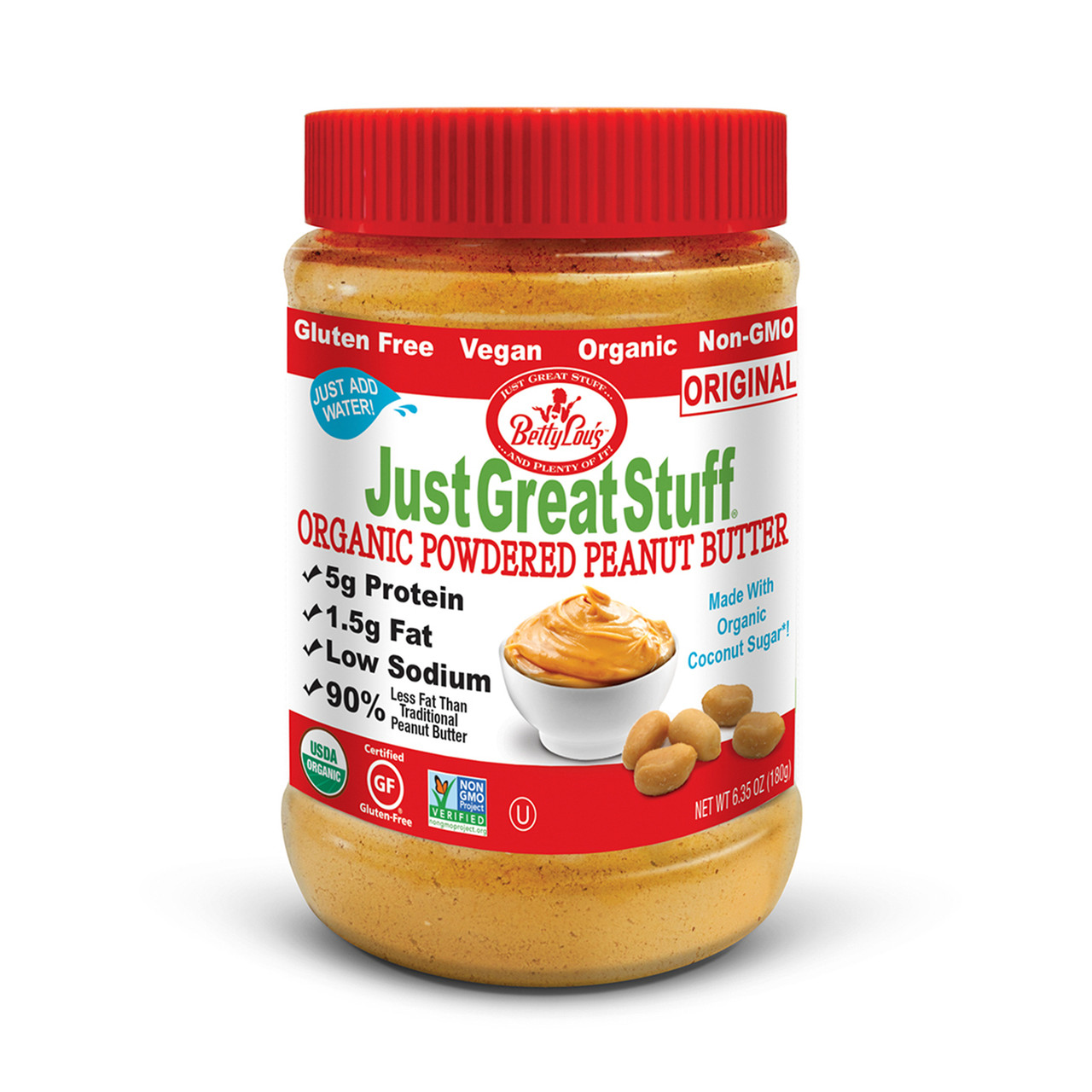 Betty Lou's Just Great Stuff Organic Powdered Peanut Butter (12x6.5 Oz)