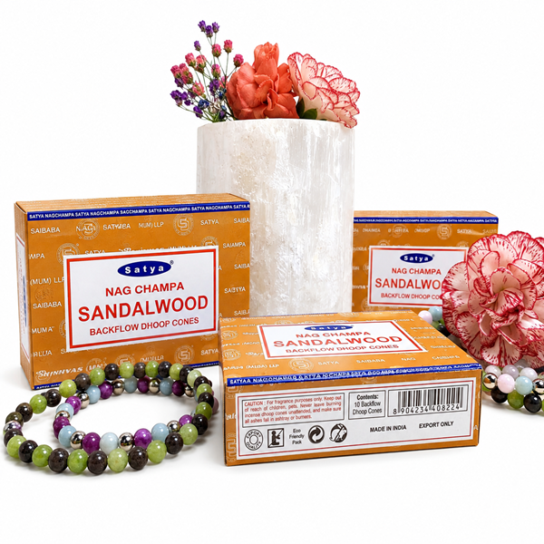 Sandalwood backflow dhoop cones with natural incense fragrance