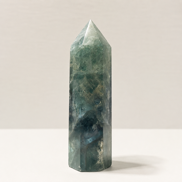 Natural Fluorite Obelisk crystal tower with colorful patterns
