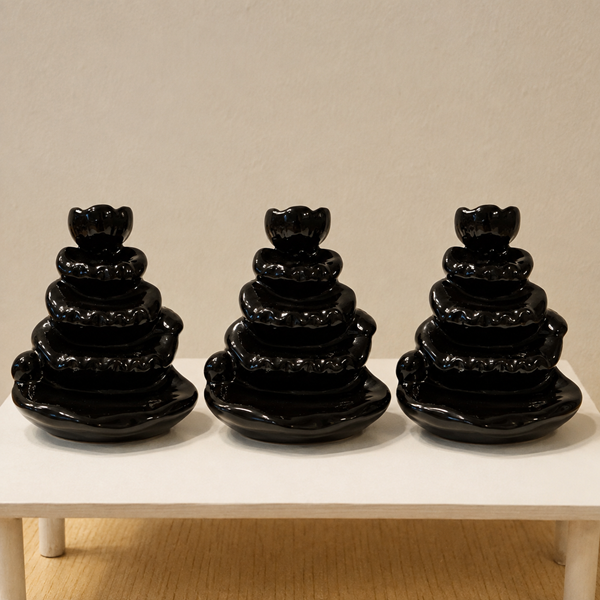 Flower Petal Cascade Backflow Fountain with cascading incense smoke