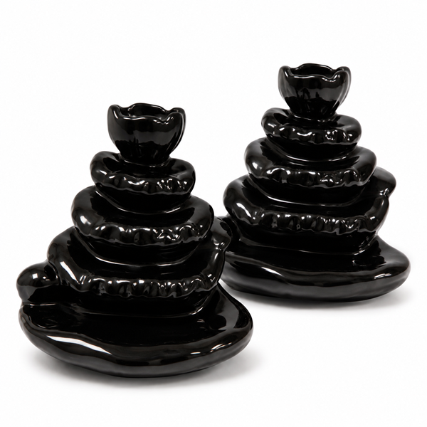 Flower Petal Cascade Backflow Fountain with cascading incense smoke