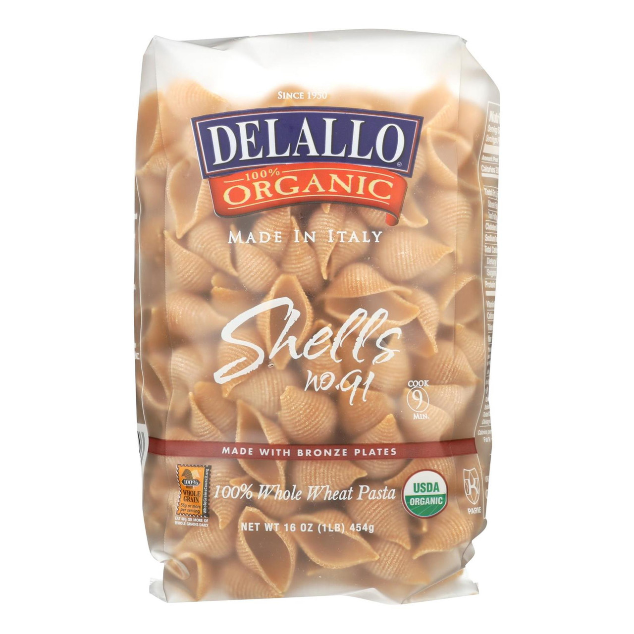 De Lallo Organic Whole Wheat Shells (16x16Oz)